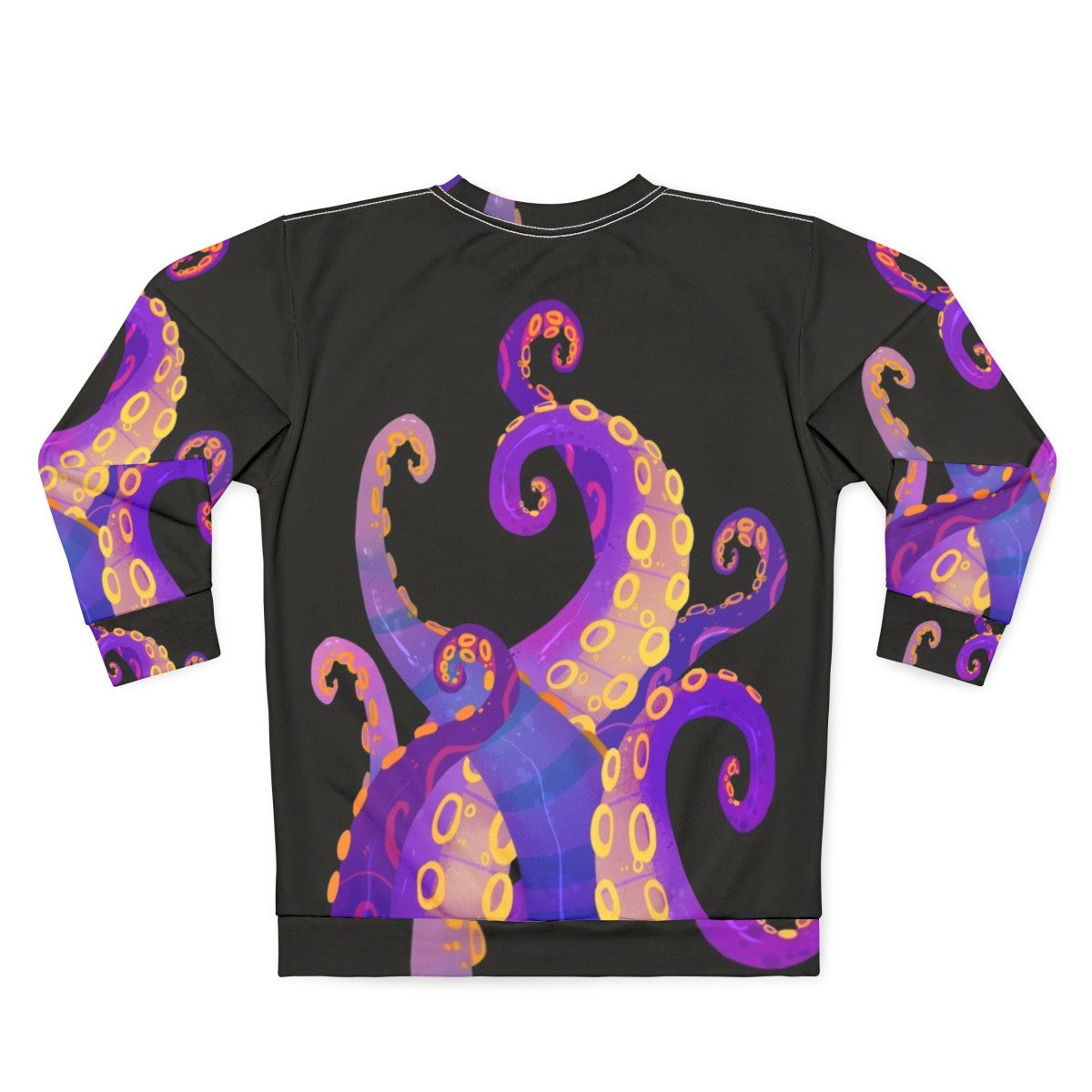 Tentacles Sweatshirt 3 - Cthulhu Inspired Purple Sea Creature Apparel - Back