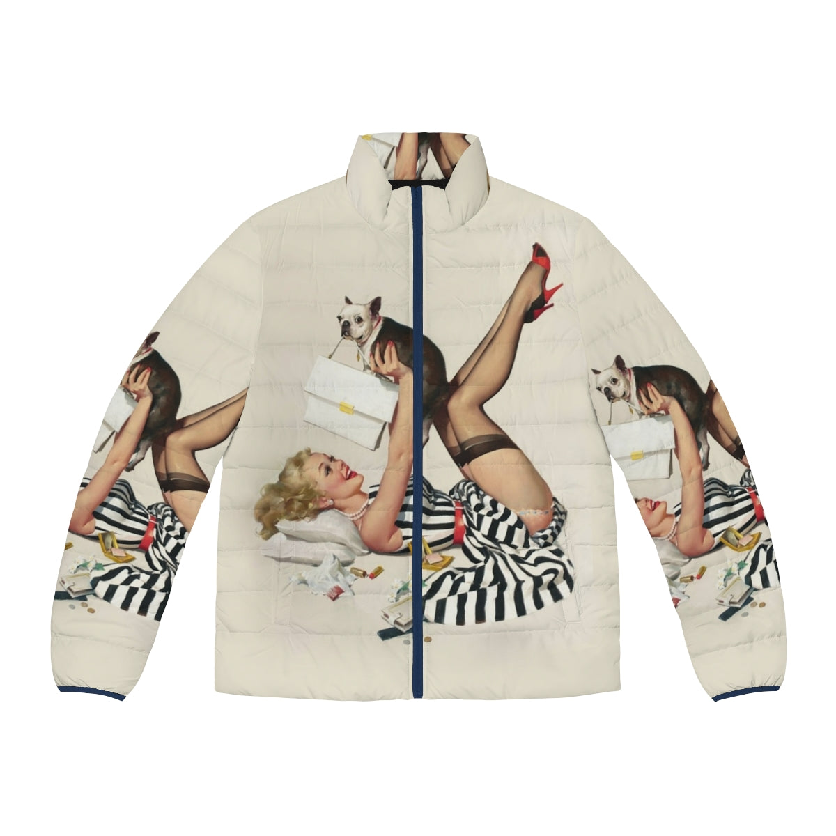 Retro pinup style puffer jacket in a feminine and flattering design