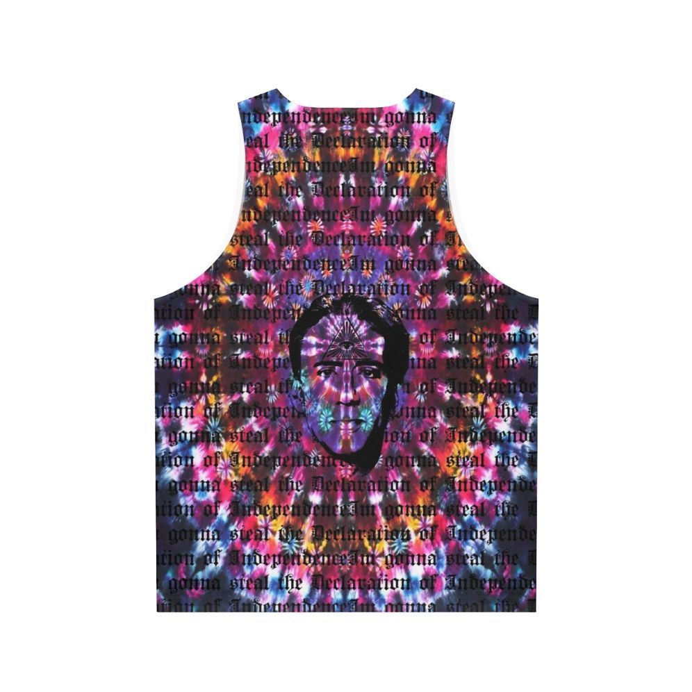 Unisex tie dye tank top with Nicolas Cage third eye design - Back