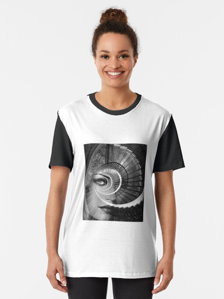 Spiral dreamy abstract design on a graphic t-shirt - Women