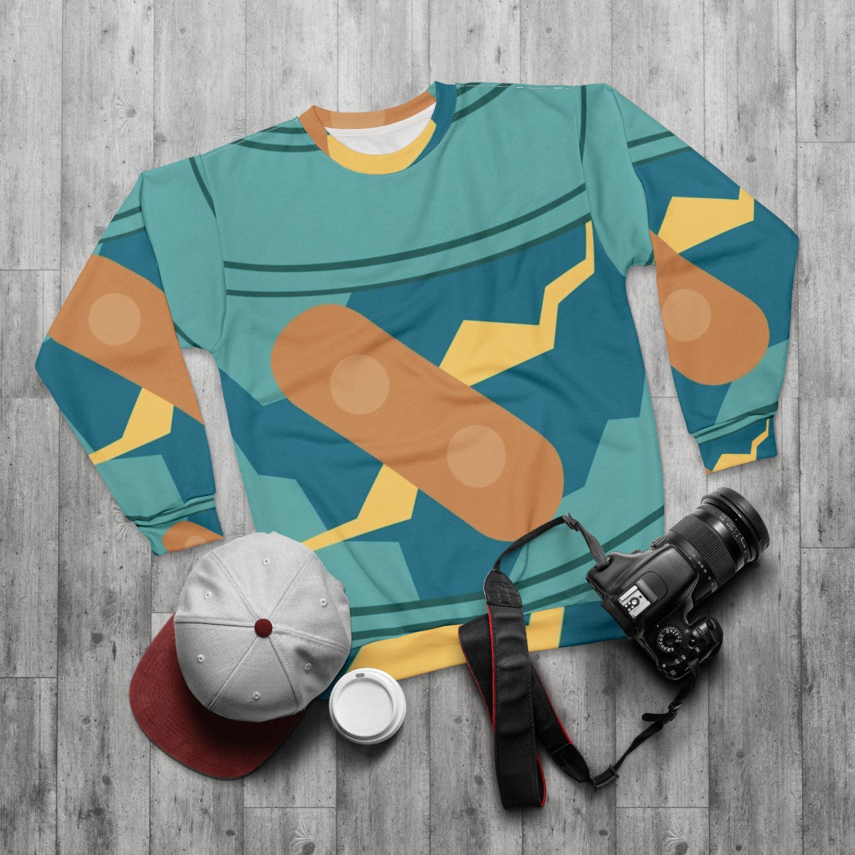 Golurk Pixel Art Sweatshirt - flat lay