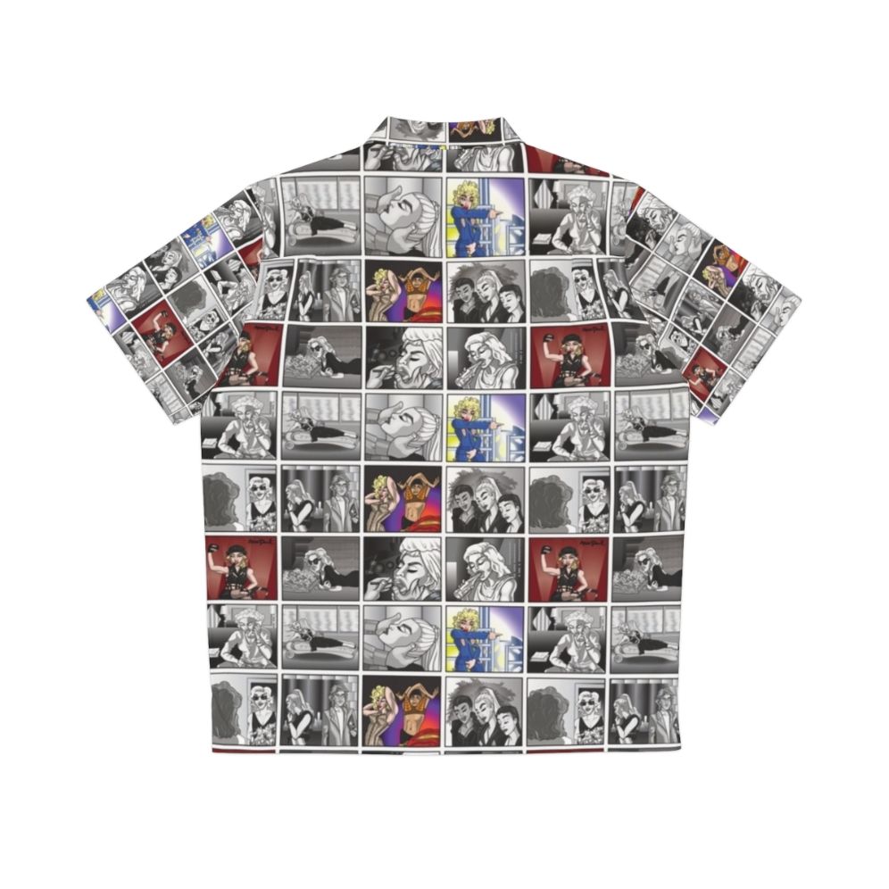 Iconic pop art Hawaiian shirt featuring pop culture and music references - Back