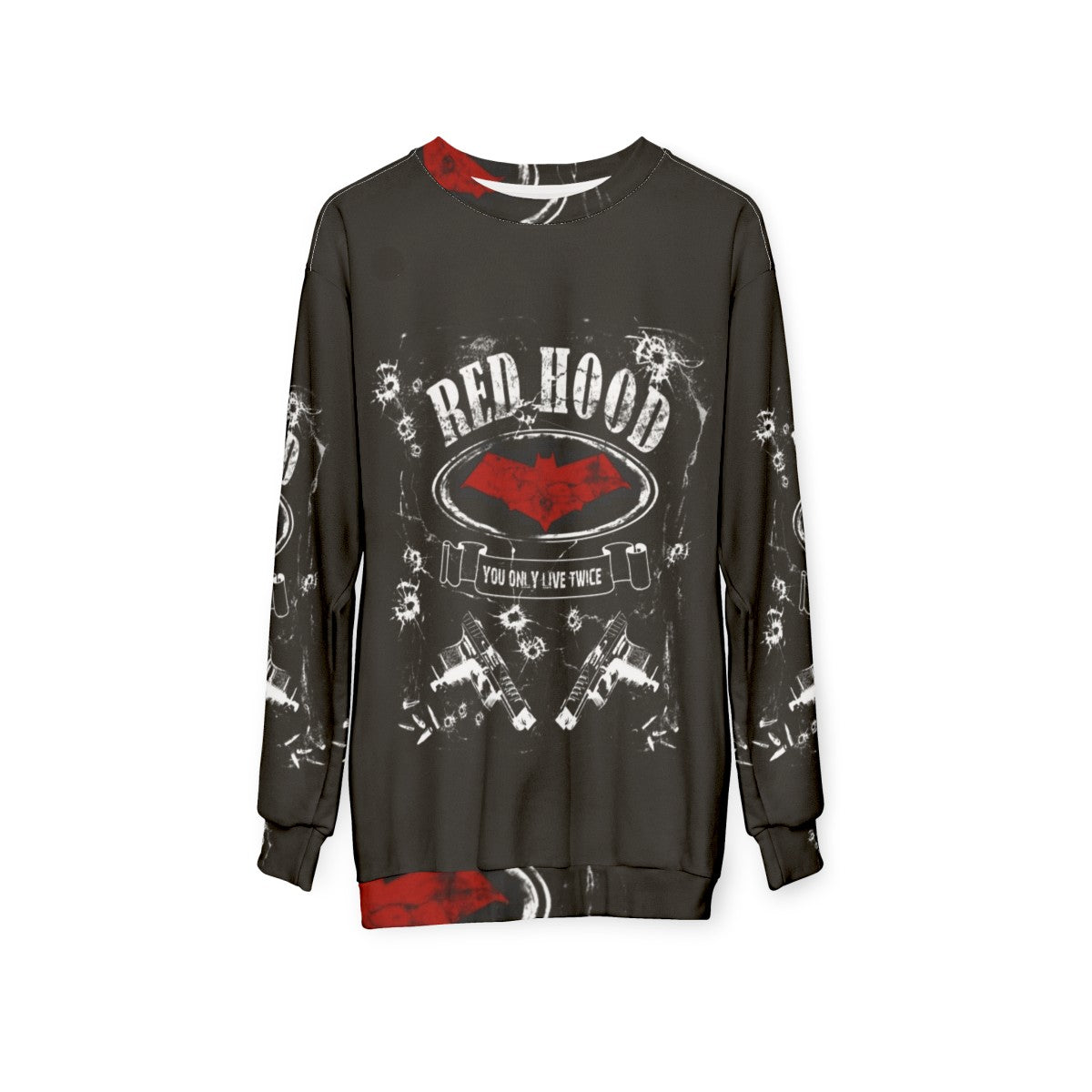 Red Hood Label Whiskey Style Sweatshirt - hanging