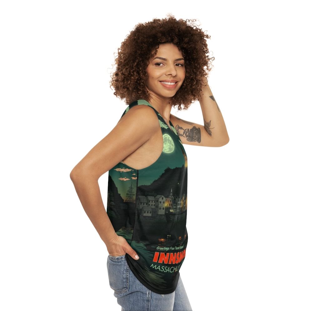 Innsmouth Unisex Tank Top with Lovecraft Cthulhu Mythos Horror Literature Design - women side