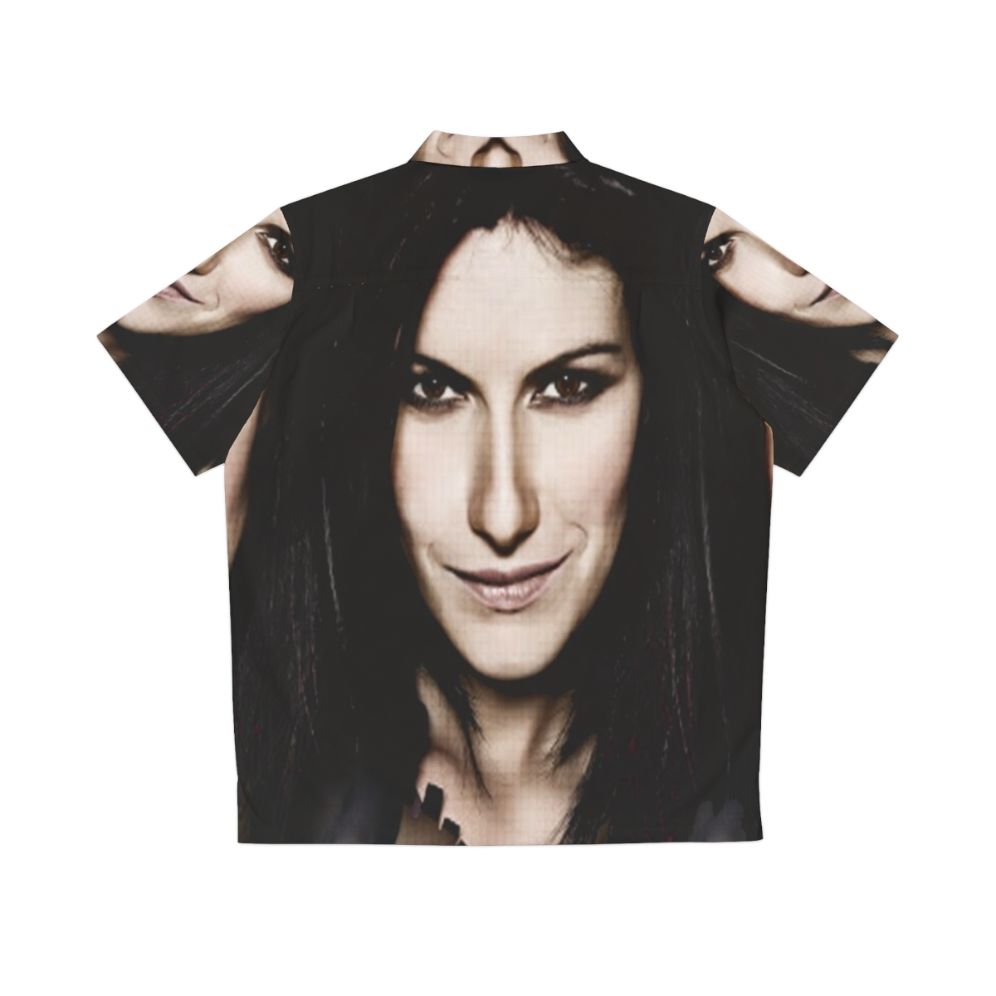 Laura Pausini wearing a vibrant Hawaiian-style shirt - Back