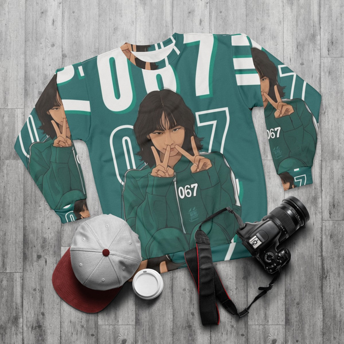 Kang Sae Byeok Squid Game Player 067 Netflix Sweatshirt - flat lay