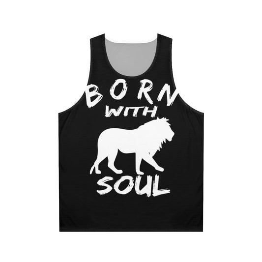 Unisex tank top with a bold lion graphic design