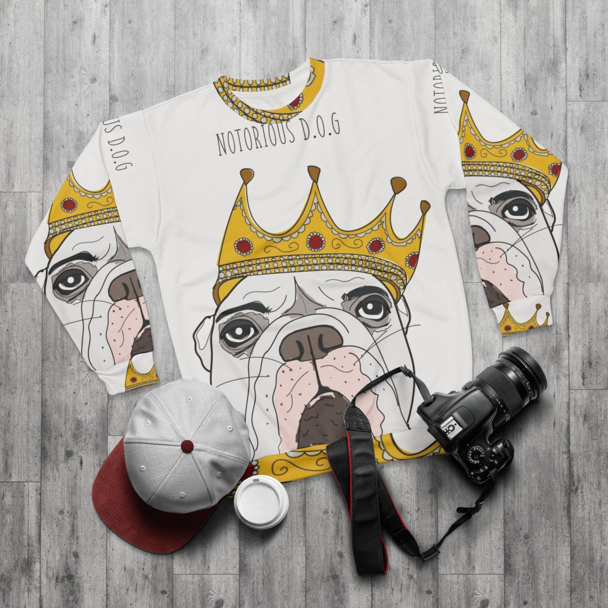 Notorious D.O.G. celebrity dog sweatshirt - flat lay