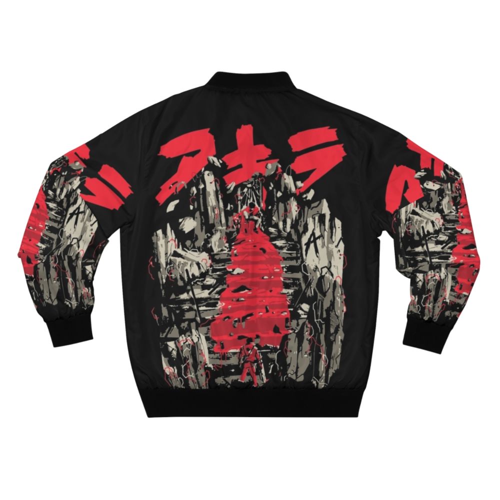 Akira retro bomber jacket featuring vintage Japanese anime and cyberpunk inspired design. - Back