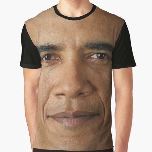 Barack Obama face graphic printed on a black t-shirt