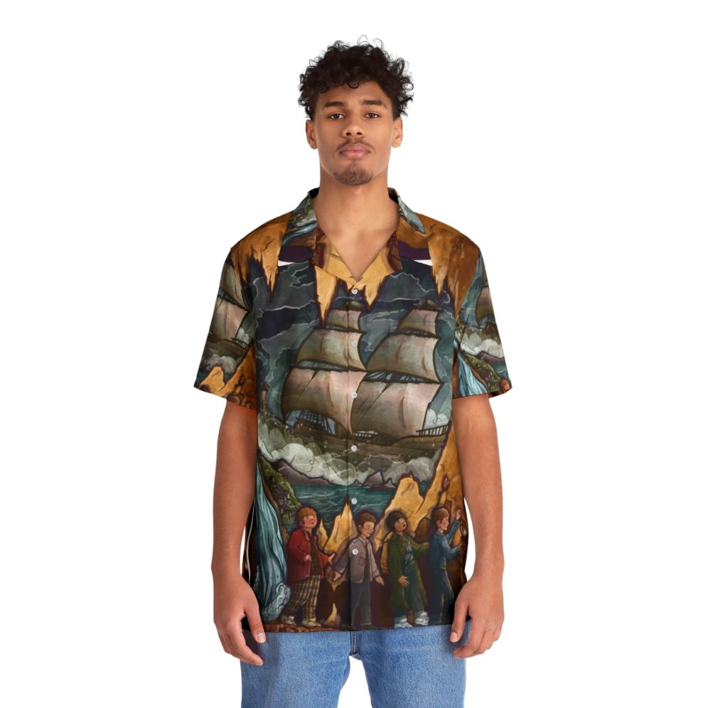 Goonies Never Say Die Hawaiian Shirt featuring movie fan art - People Front