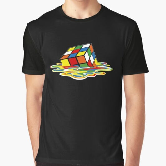 Melting cube Sheldon from The Big Bang Theory graphic t-shirt design