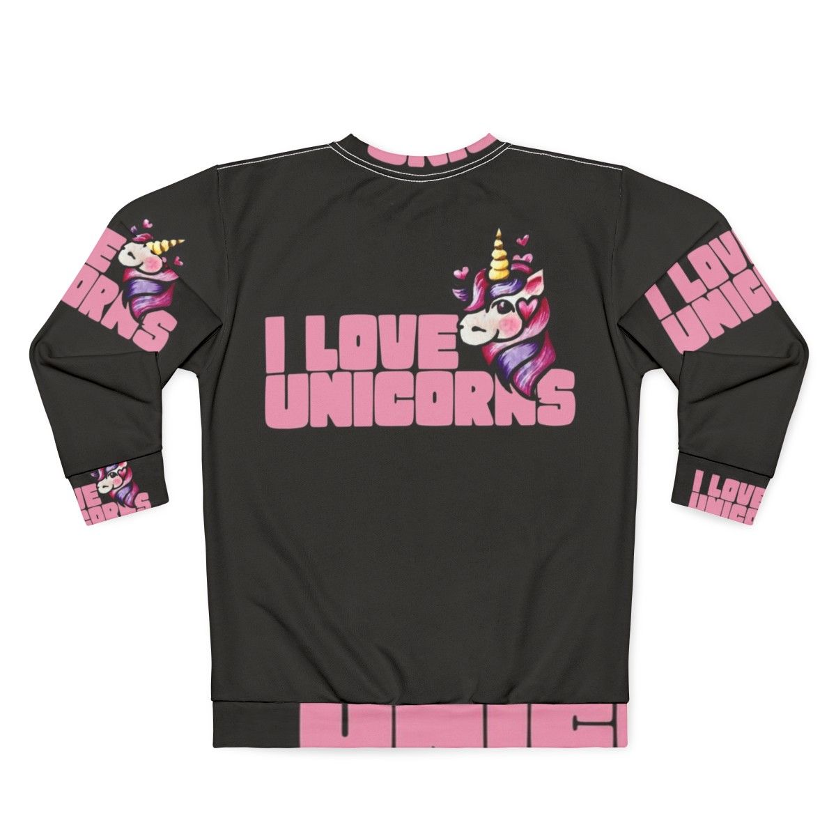 Cozy unicorn sweatshirt with hearts and retro design - Back