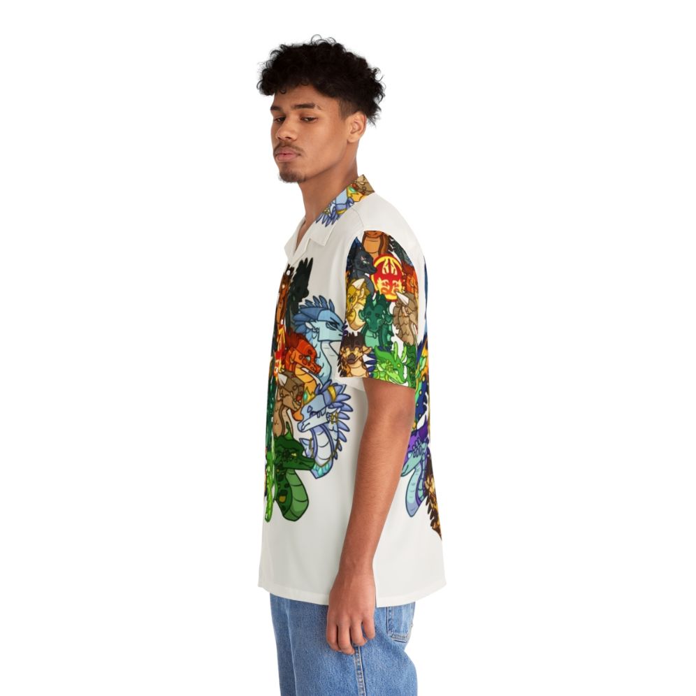 Wings of Fire themed Hawaiian shirt with dragons and characters - People Left