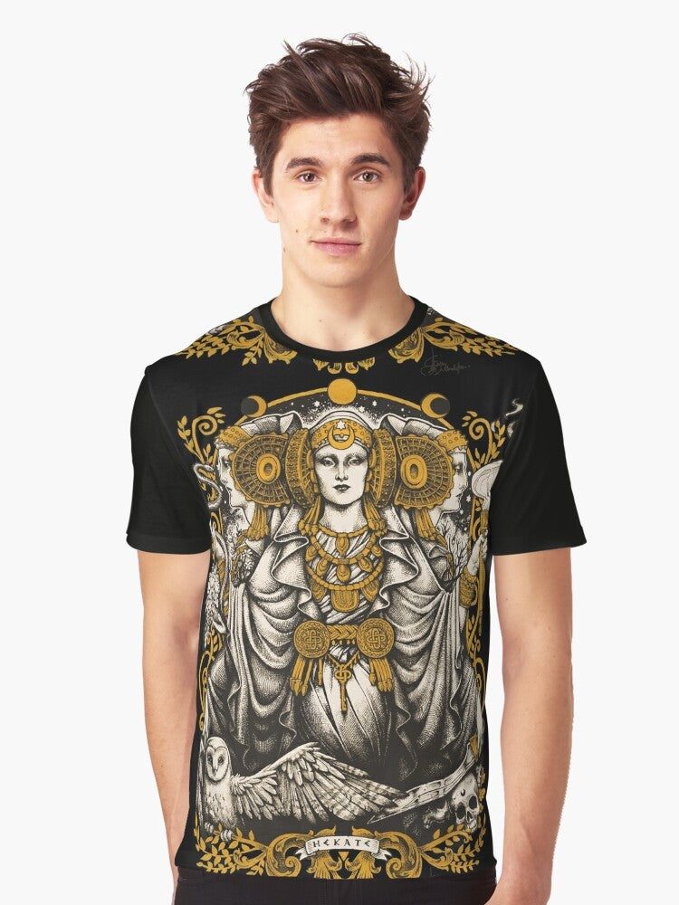 Iberian Hecate graphic t-shirt featuring the Dama de Elche inspired design - Men