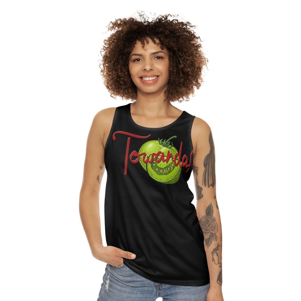 Unisex tank top with Towanda Fried Green Tomatoes graphic - women