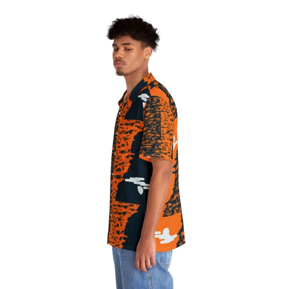 Vibrant houses pattern Hawaiian shirt with Japanese design - People Left