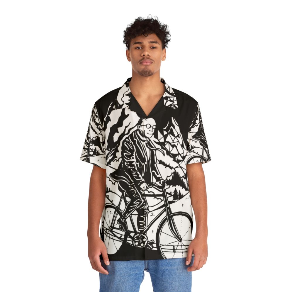 Psychedelic Hawaiian shirt with 1943 Bicycle Day trippy acid art - People Front