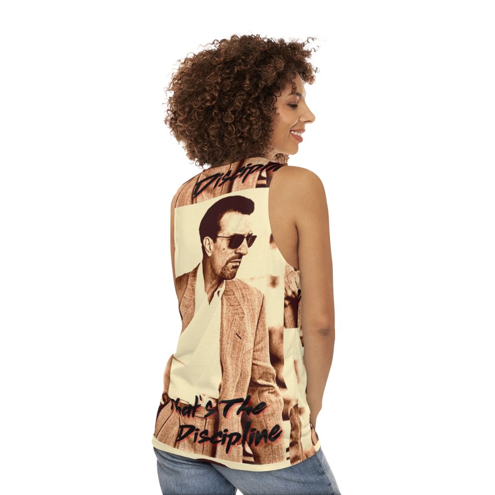 Unisex tank top with iconic portrait of Robert De Niro and Al Pacino from the movie 'Heat' - women back