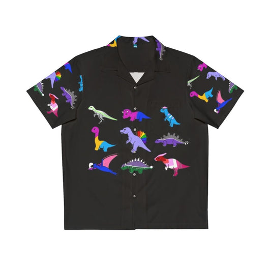 Pride Dinosaurs Hawaiian Shirt with Dinosaur and Rainbow Flag Design