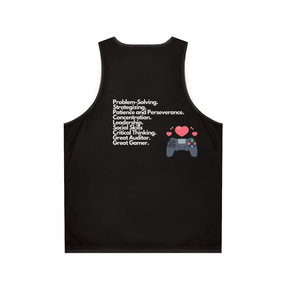 Unisex tank top for accounting and gaming enthusiasts - Back