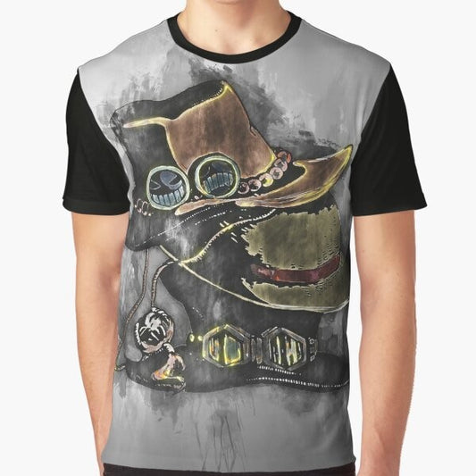 Monkey D. Luffy, the main character from the anime and manga series One Piece, featured on a graphic t-shirt design.