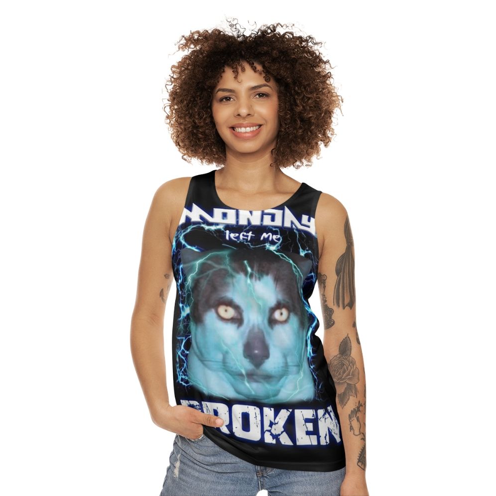 Unisex "Monday Left Me Broken" Cat Tank Top - women