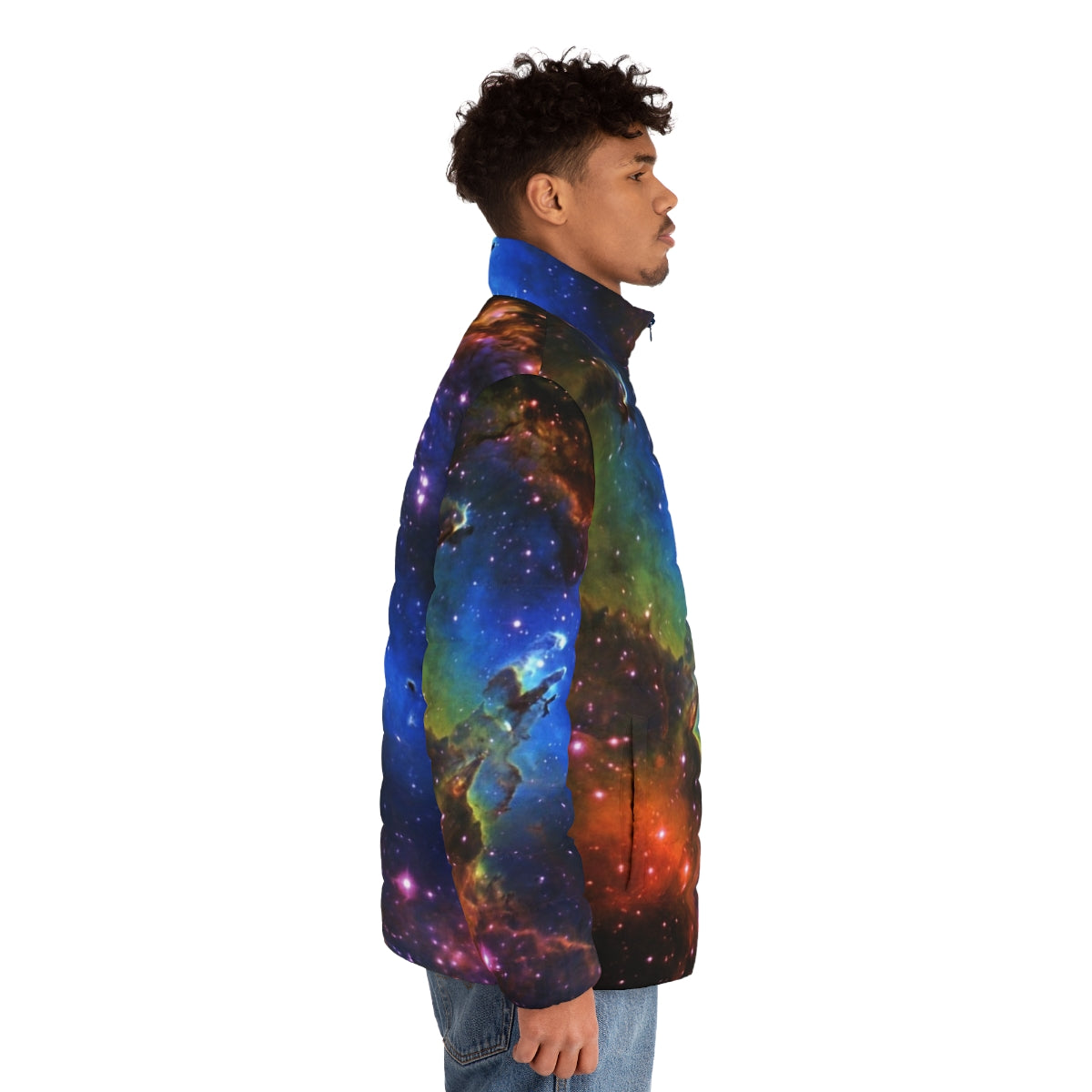 Galaxy Eagle Puffer Jacket - Sci-Fi Inspired Outerwear - men side right