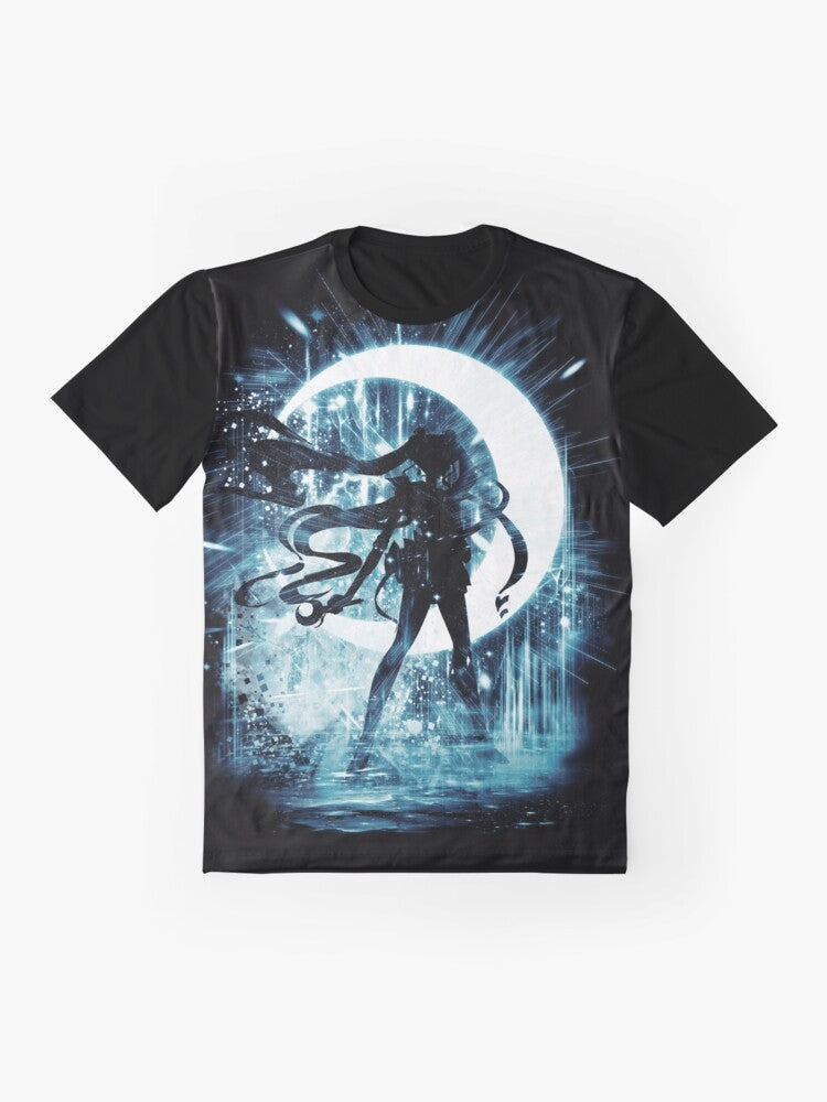 Sailor Moon anime graphic t-shirt with a moon storm design - Flat lay