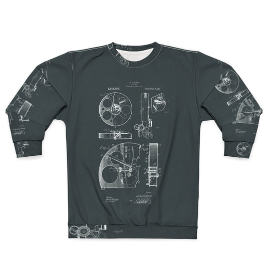 Vintage Cameraman Film Reel Patent Drawings Sweatshirt