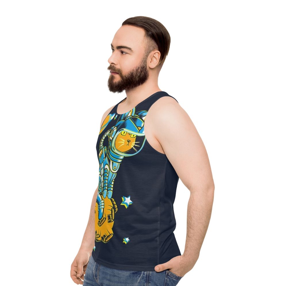 Cosmic Cat Unisex Space Tank Top - men side