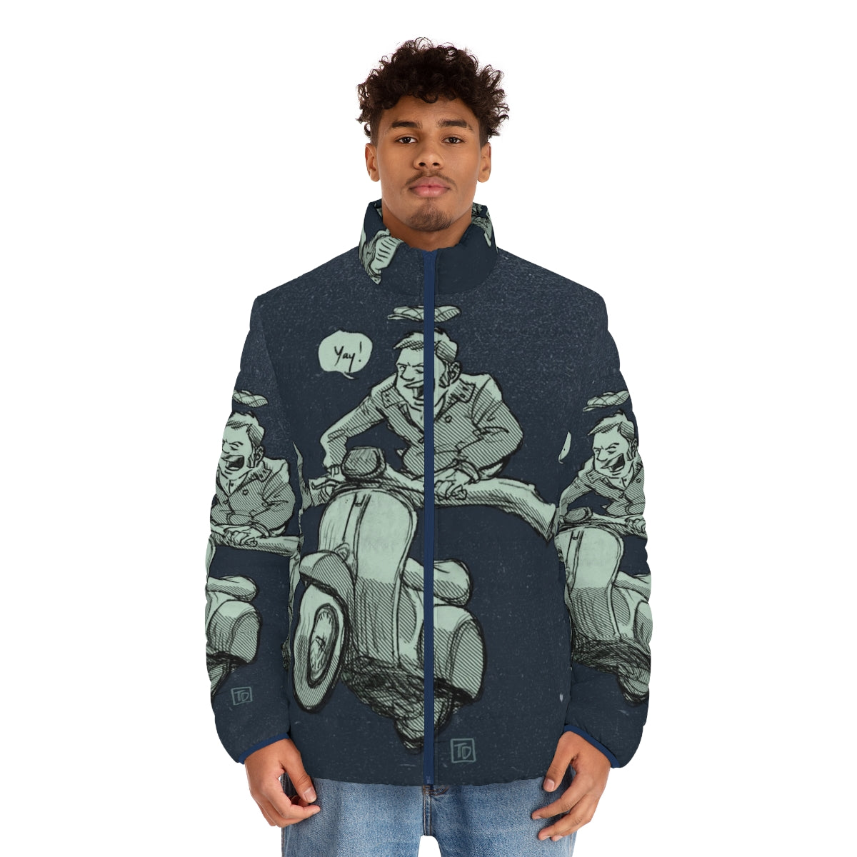 Vintage-inspired puffer jacket with a mod-style design, perfect for the scooterist subculture - men front