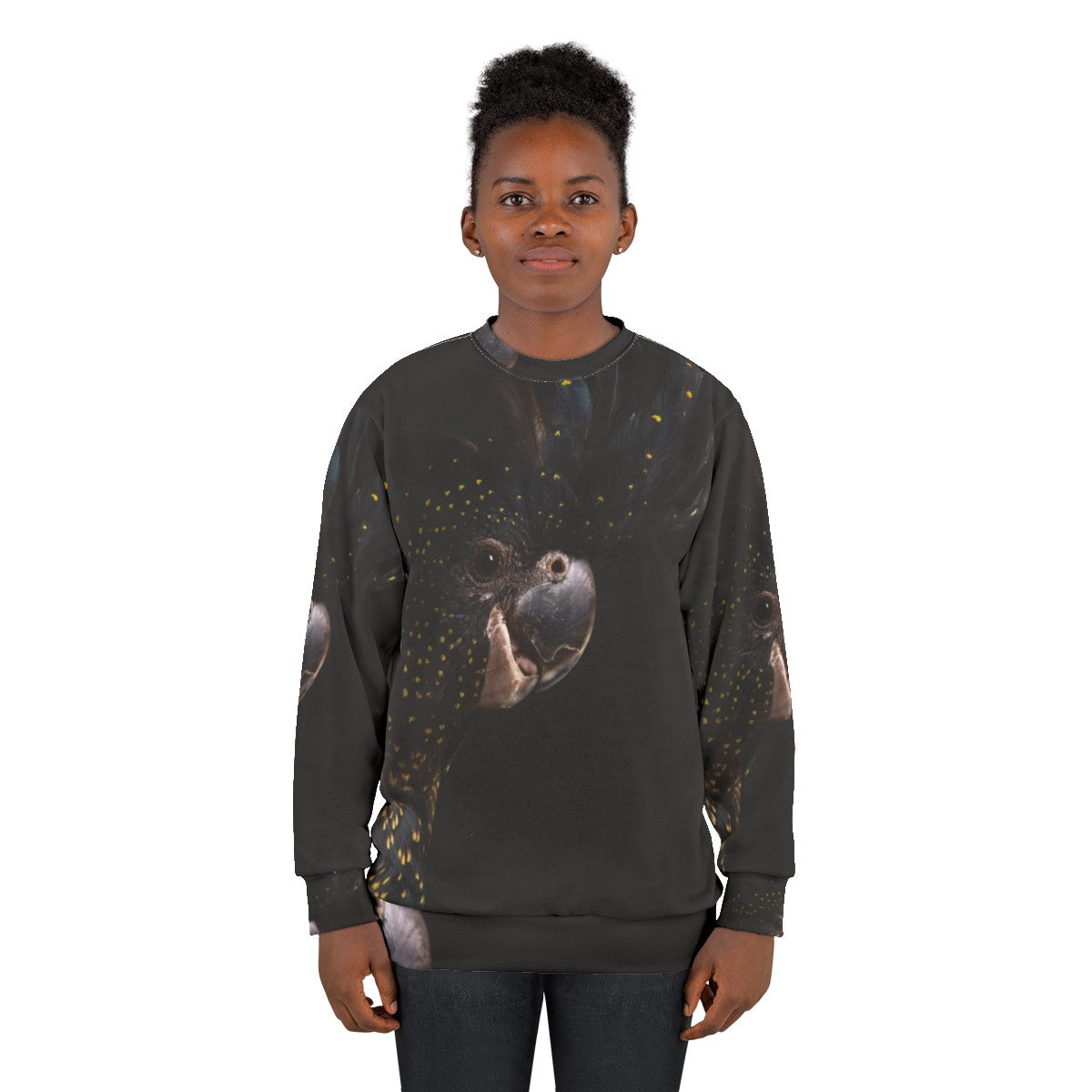 Red tailed black cockatoo bird on a sweatshirt - women