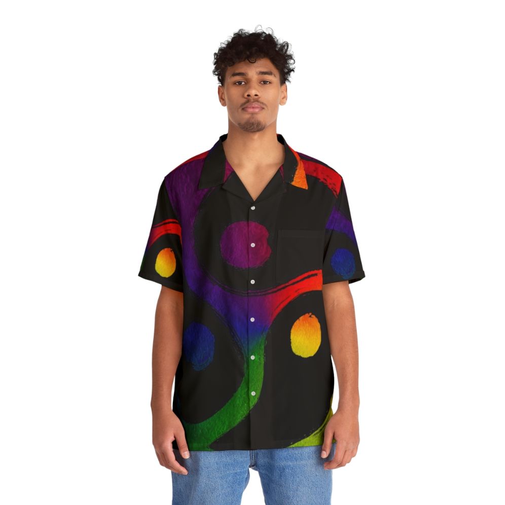 Rainbow LGBTQ+ Pride & BDSM Hawaiian Shirt with Triskelion Design - People Front