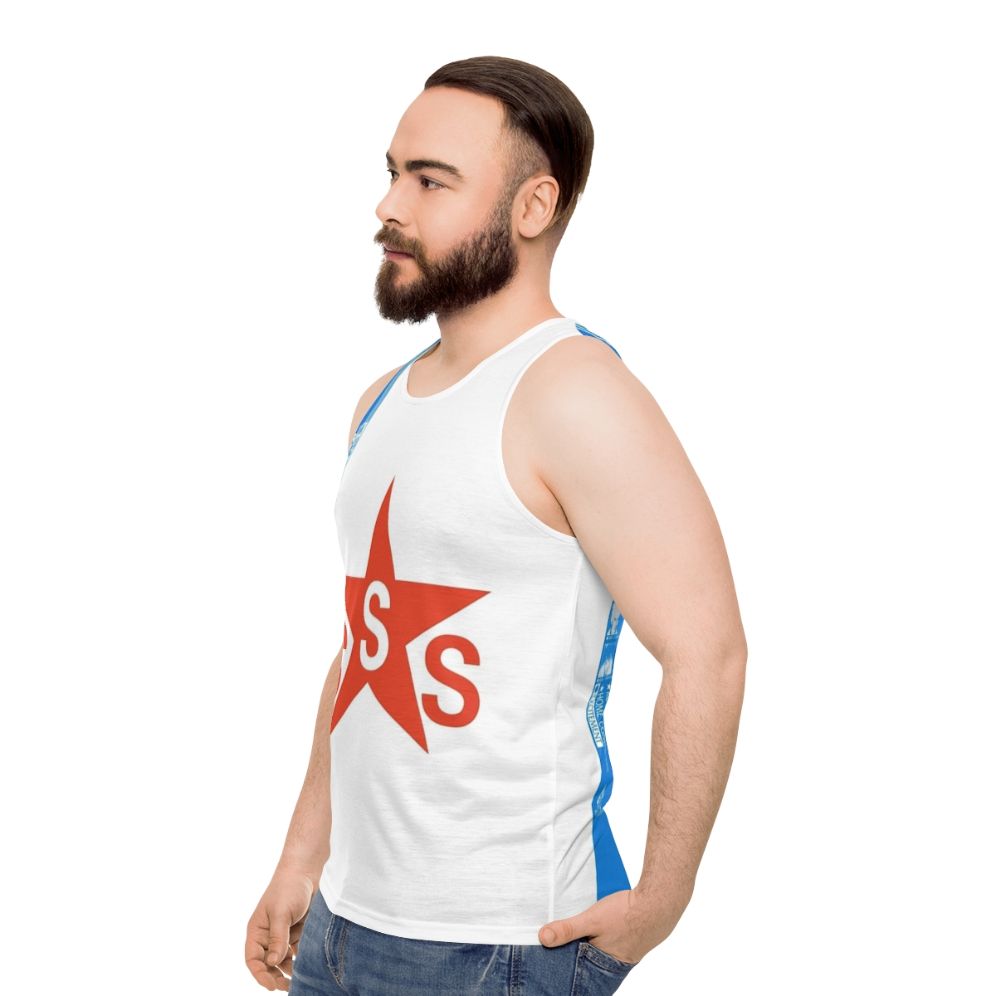 Sigue Sigue Sputnik 1980s cyberpunk unisex tank top - men side