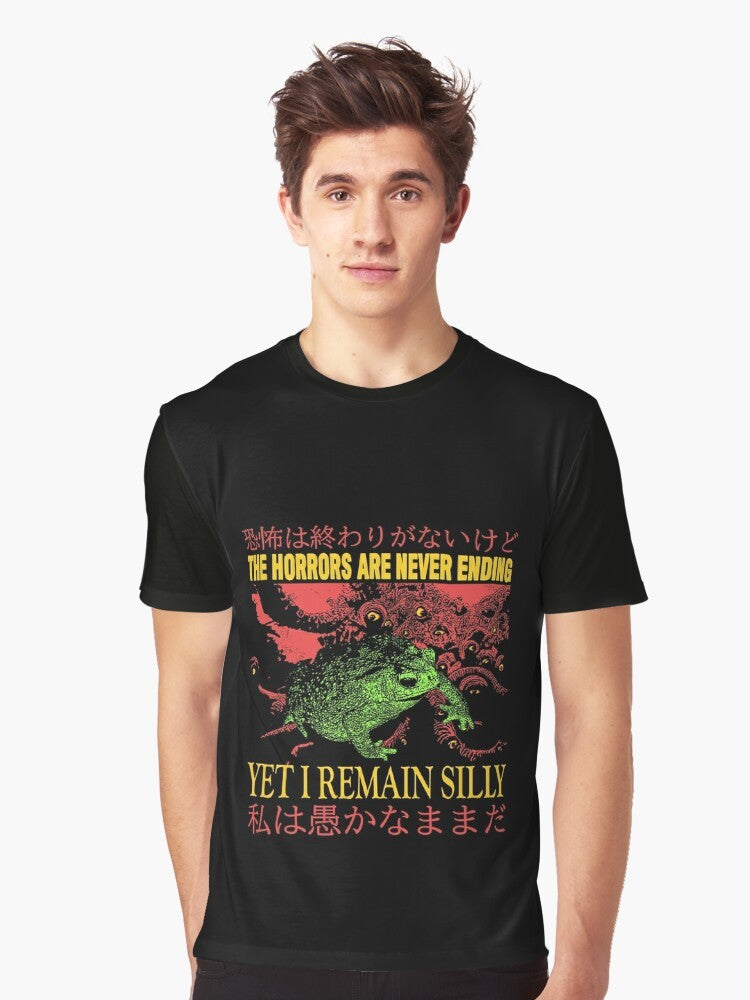 Vintage frog graphic t-shirt with a humorous and inspirational design for frog lovers - Men