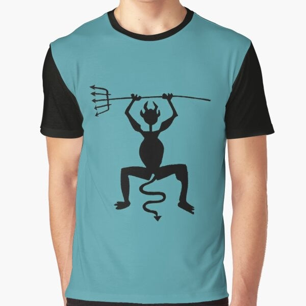 Lanzarote Fire Devil Graphic T-Shirt with Demon, Pitchfork, and Tail Design