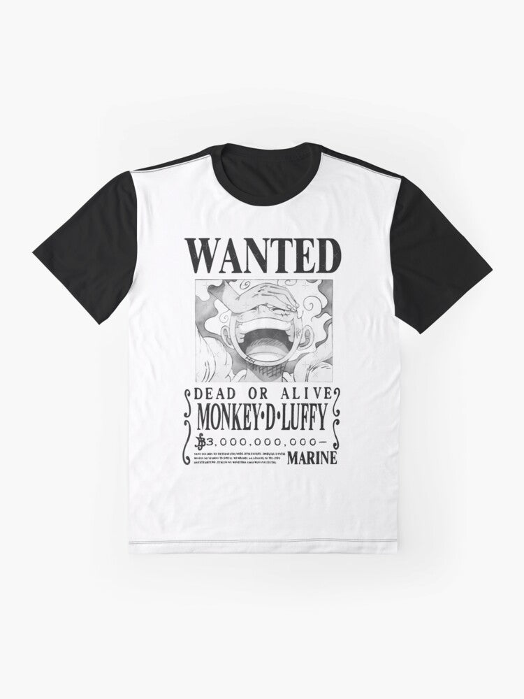 Gear 5 Luffy Wanted Bounty Graphic T-Shirt for One Piece Fans - Flat lay