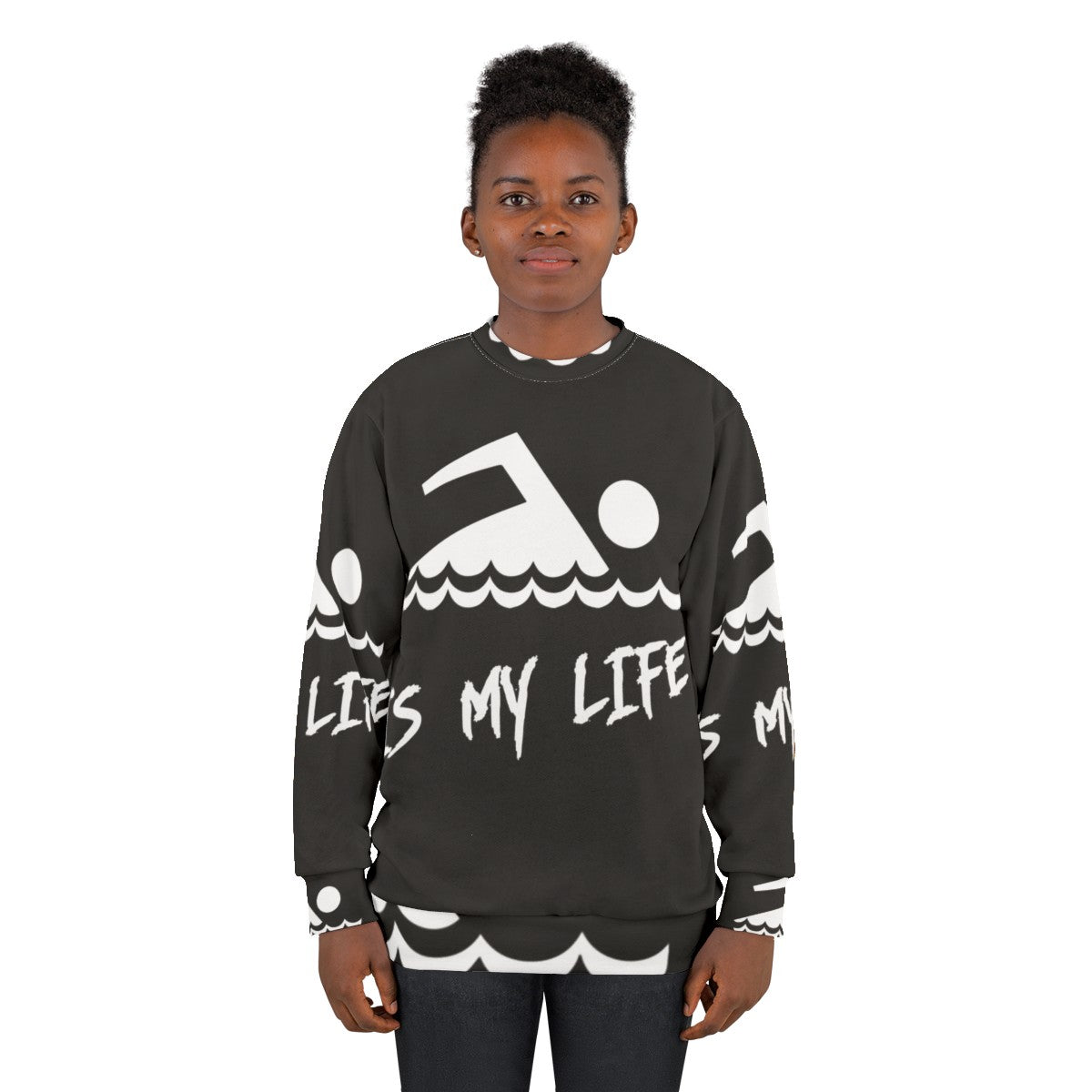 Swimming Is My Life Sweatshirt for Swimmers and Aquatic Sports Enthusiasts - women