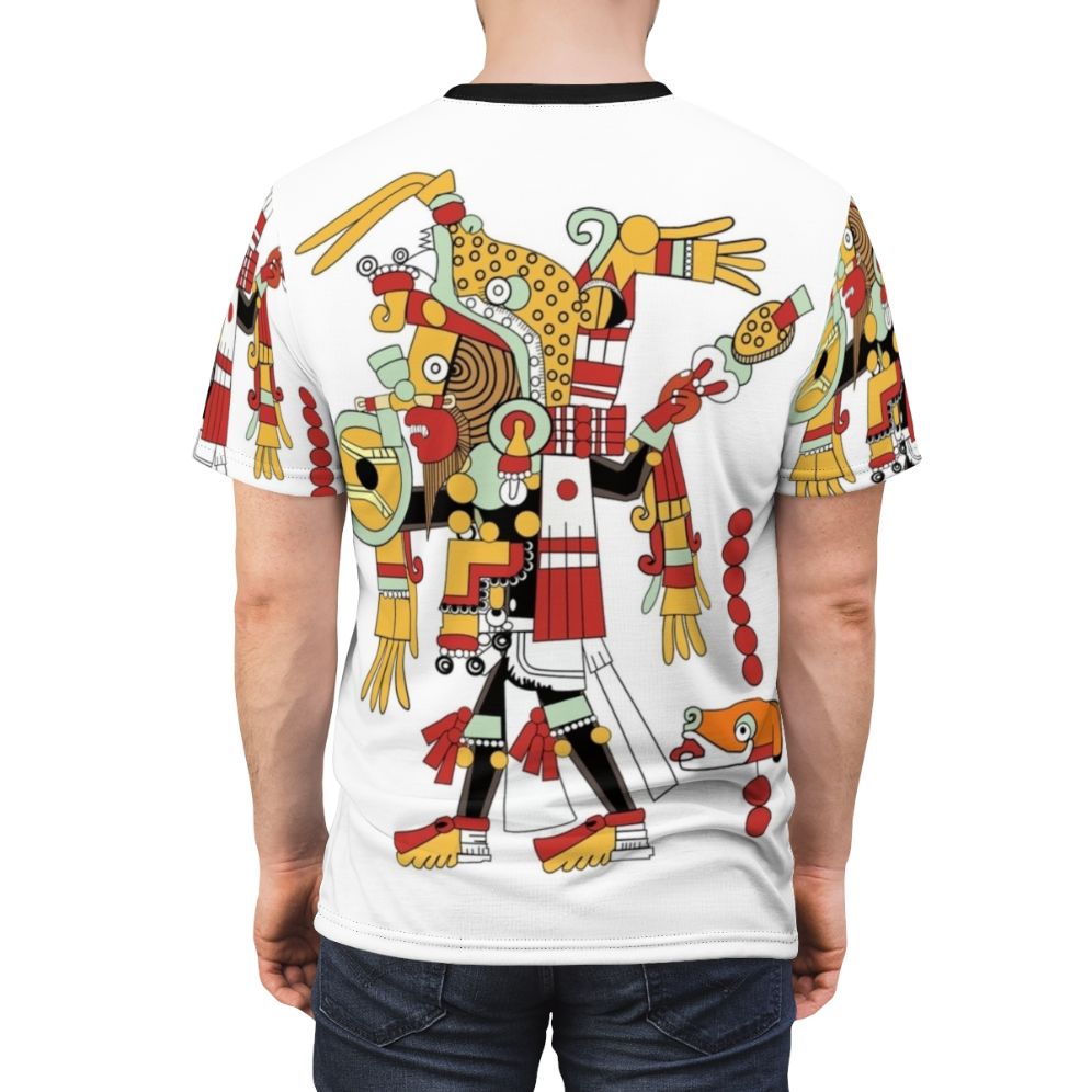 Tezcatlipoca inspired t-shirt featuring jaguar and night imagery, representing Mesoamerican mythology and culture. - men back