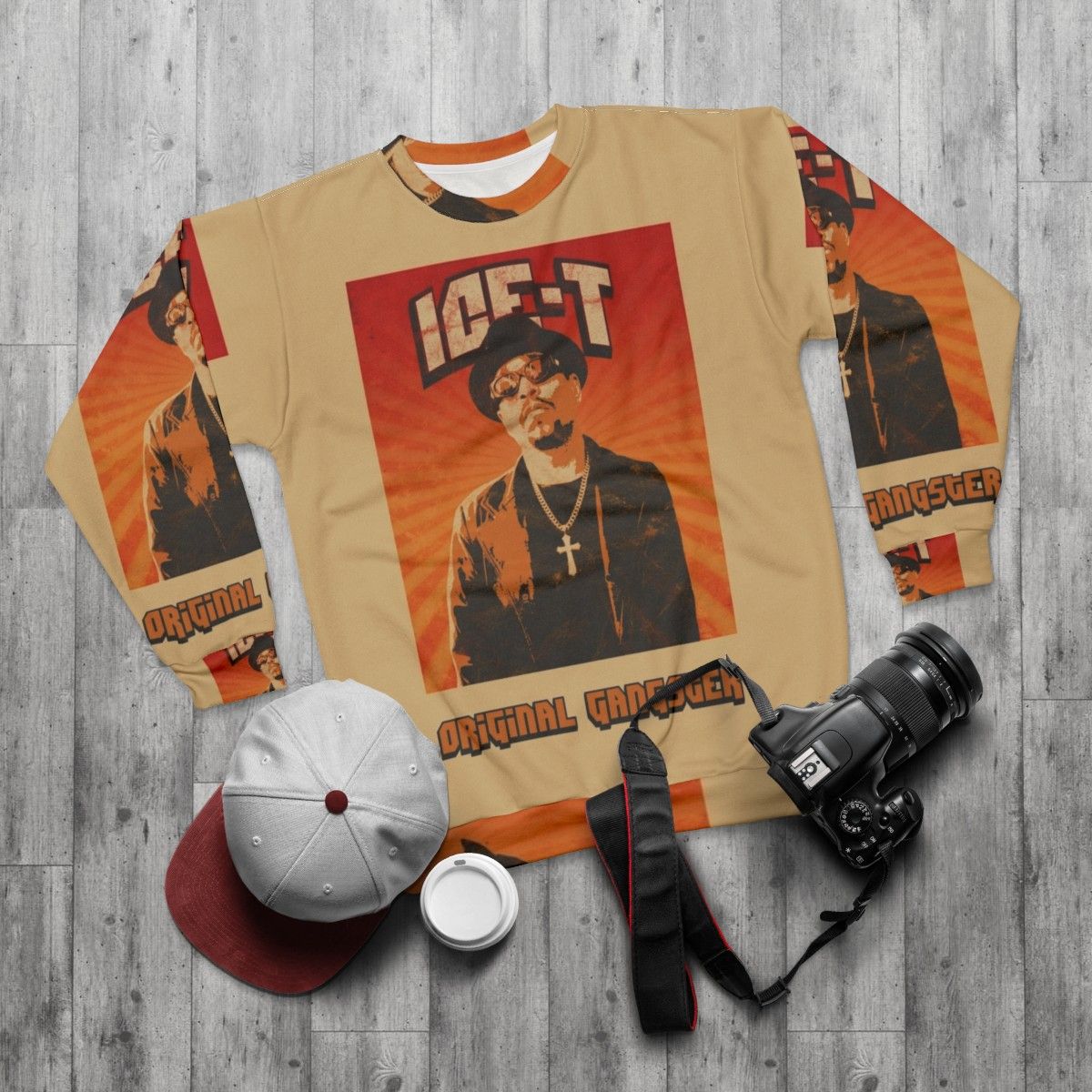 Vintage Ice T Old School Hip Hop Graphic Sweatshirt - flat lay