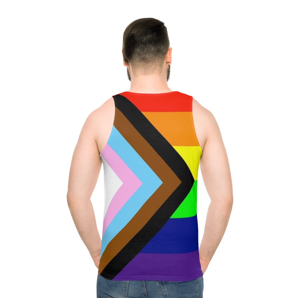 Unisex Inclusive Progress Pride Flag Tank Top - men back