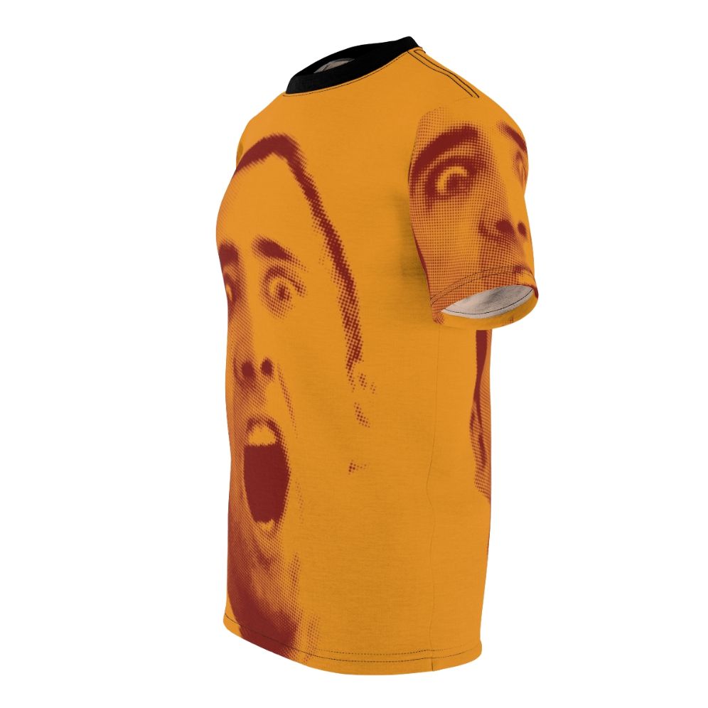 T-shirt featuring a pop art design of Nicolas Cage's iconic face - men left