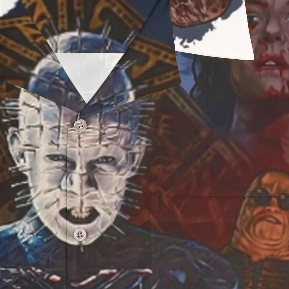 Hellraiser Pinhead Hawaiian Shirt featuring the iconic Cenobite character - Detail