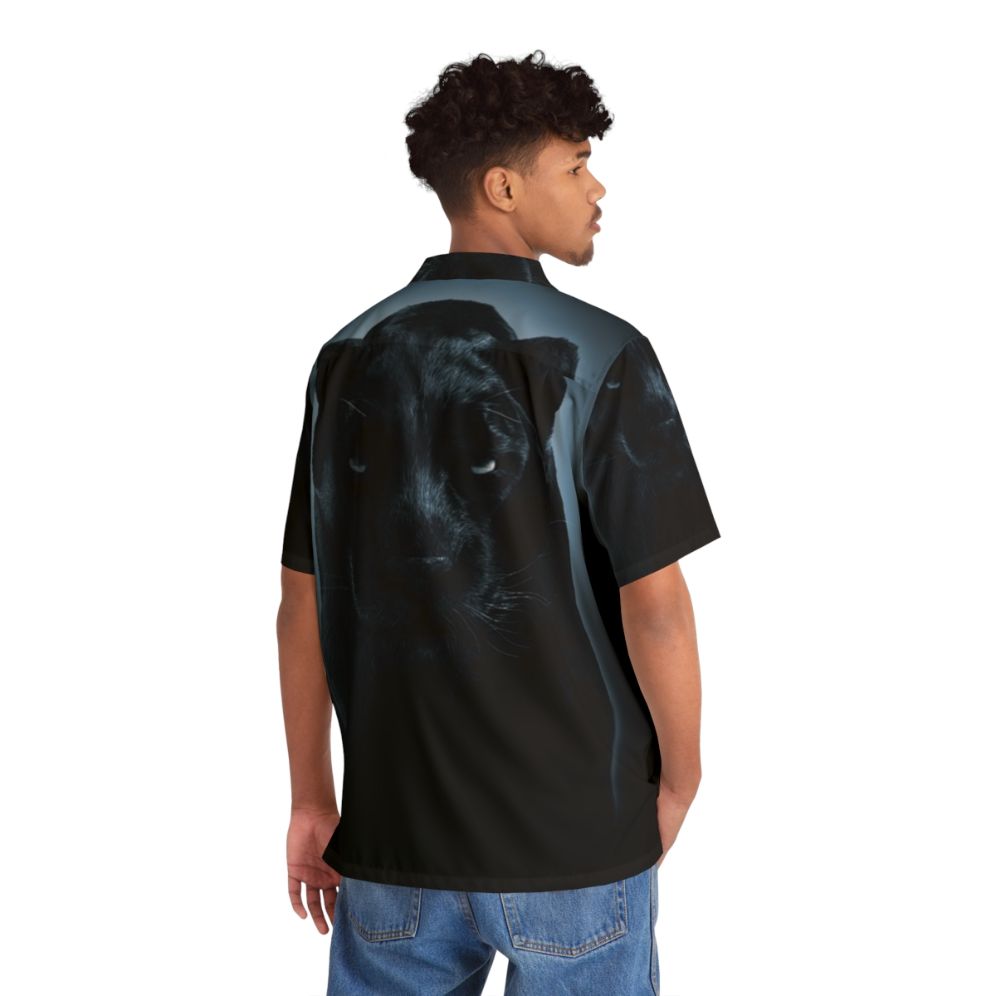 Black Panther Hawaiian Shirt featuring wildlife conservation design - People Back