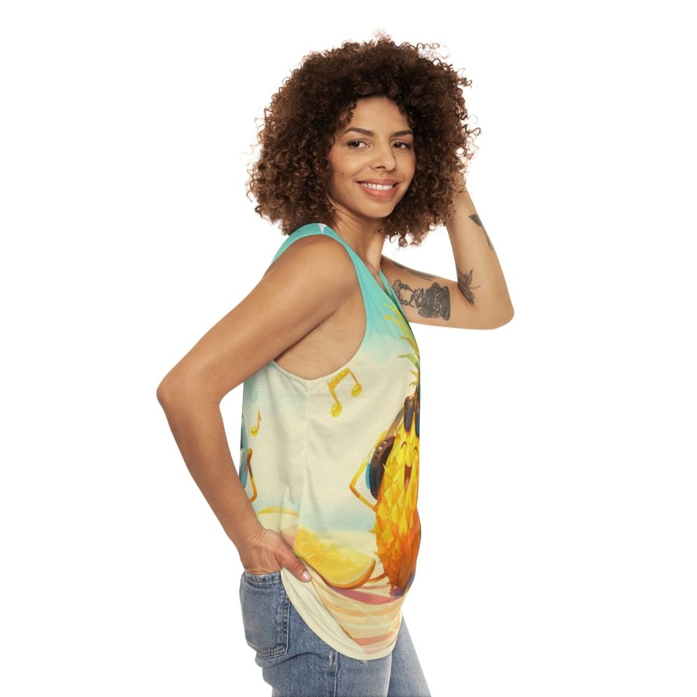 Pineapple tank top with headphones design - women side