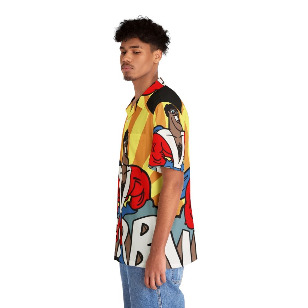 Super Verb Hawaiian Shirt featuring cartoon characters and superheroes - People Left