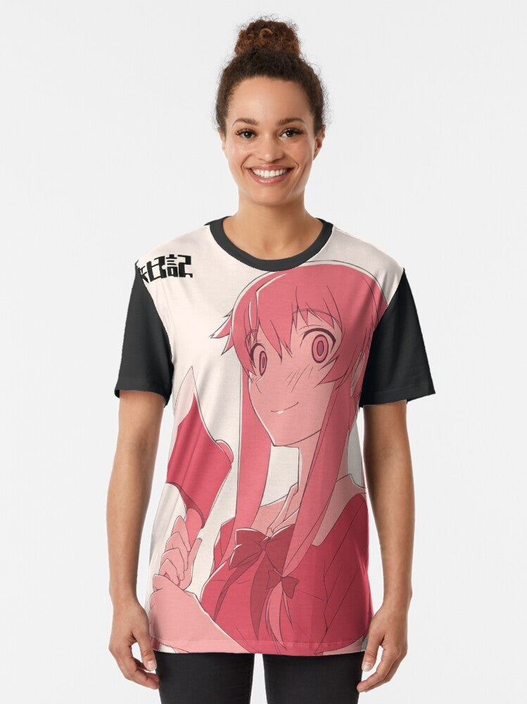 Mirai Nikki anime graphic t-shirt featuring Yuno Gasai - Women