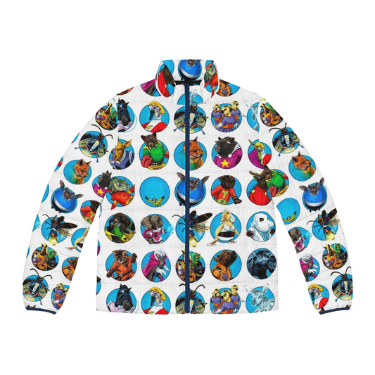 Super hero team puffer jacket with cute animal characters