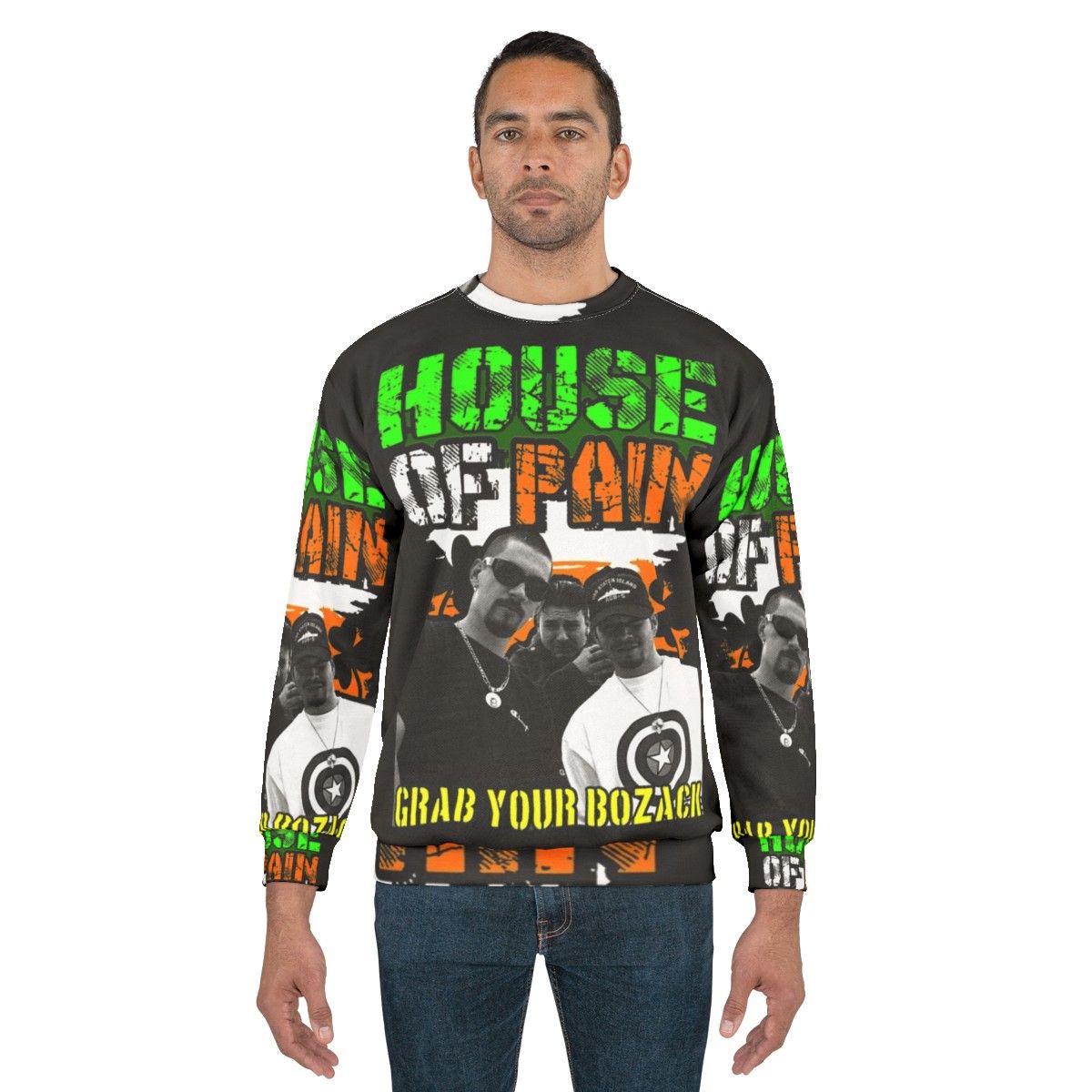 House of Pain 90s Long Sleeve Sweatshirt with Punk Music and Indie Band Graphics - men